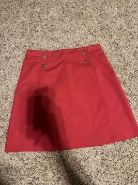 New York & Company Cherry Red Mini Skirt with Decorative Silver Buttons